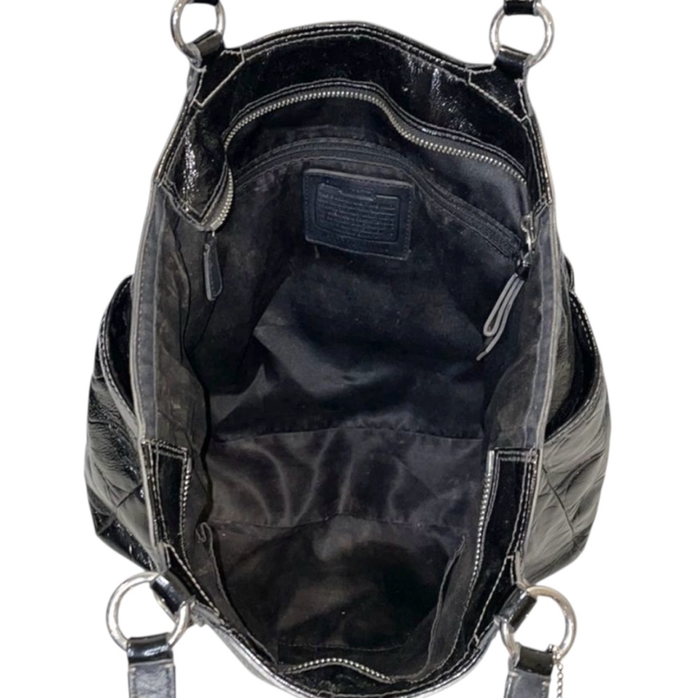 Coach Gallery Black Signature Embossed Patent Leather North/South  Tote F19818 - Picture 12 of 16